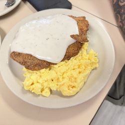 West Side Cafe - Chicken fried steak and scrambled eggs ( the best I've ever had)