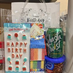 Birthday cake celebration bags for the food pantry.