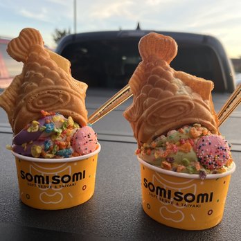 Somisomi - L: cookie's and cream + ube  R: matcha + coffee - Ice Cream & Frozen Yogurt Near Me - Pleasanton, California