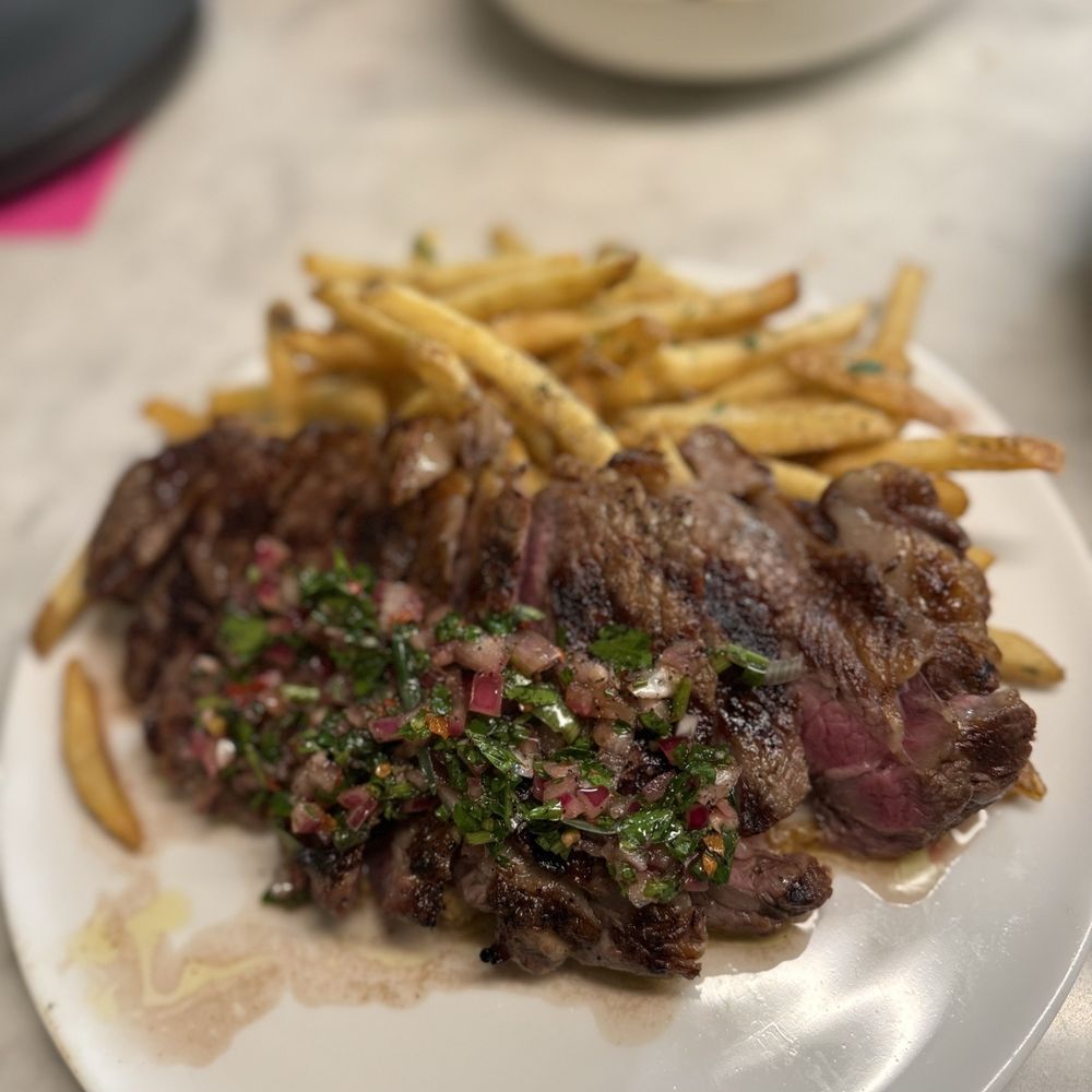 Copper & Sage - NY STEAK & FRITES,10 oz ny strip with chimichurri and rosemary-parmesan Frites - Cocktail Bars Near Me - Goodyear, Arizona