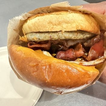 Eggslut - Bacon, Egg & Cheese with sausage - Breakfast & Brunch Near Me - Los Angeles, California Eggslut - Bacon, Egg & Cheese with sausage - Breakfast & Brunch Near Me - Los Angeles, California