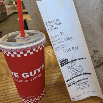 Five Guys - My individualized instructions for my order and Cherry Dr Pepper. - Burgers Near Me - Roanoke, Virginia