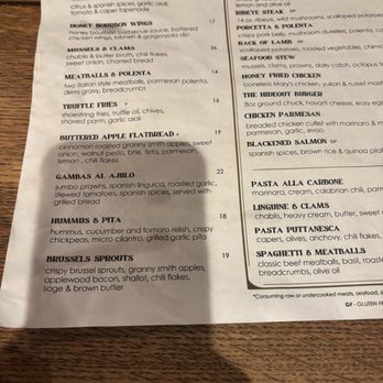 The Hideout Kitchen - Menu - New American Near Me - Lafayette, California