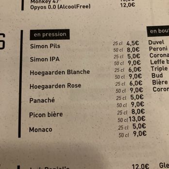 Grand Cafe - Partial Beer Menu - Restaurants Near Me - Sainte-Ode, WLX