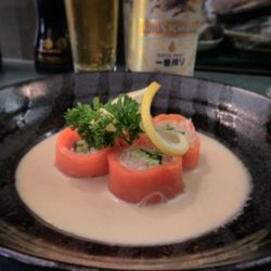 Wasabiya Japanese Sushi Cafe - Smoked salmon salad. This dressing is to die for!