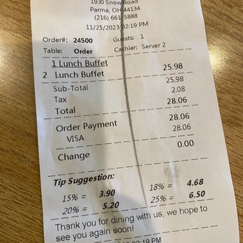 Fuji Grill Buffet - the receipt for the meal - Japanese Near Me - Parma, Ohio Fuji Grill Buffet - the receipt for the meal - Japanese Near Me - Parma, Ohio
