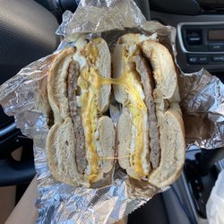 Bagel Bistro - Sausage, Egg, & Cheese with Salt & Pepper on a Toasted Plain Bagel