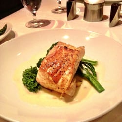 37 Steakhouse - Sea bass with broccolini and sauce.