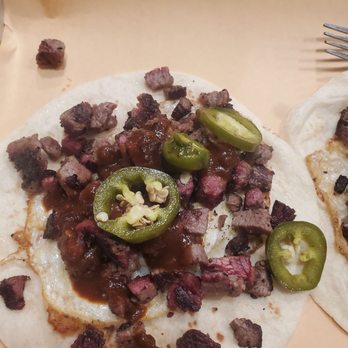 Canyons Barbeque - Breakfast Taco TriTip. Don't know if the photo does it justice, but it was amazing. - Barbeque Near Me - Castro Valley, California