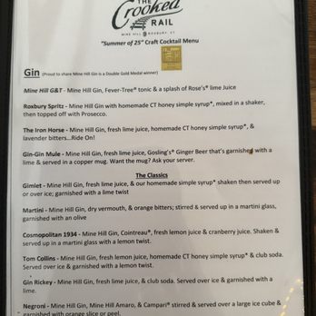 The Crooked Rail - Cocktail menu - Distilleries Near Me - Roxbury, Connecticut The Crooked Rail - Cocktail menu - Distilleries Near Me - Roxbury, Connecticut