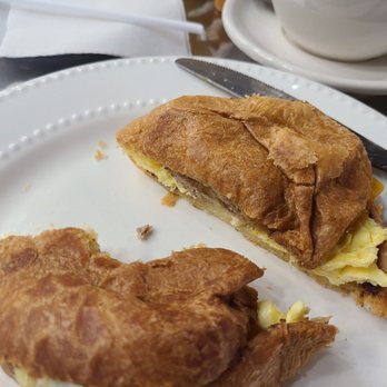Crazy Coffee Restaurant - Sausage, egg, and cheddar cheese croissant. Delicious! The croissant was buttery. - Coffee & Tea Near Me - Richmond, Texas