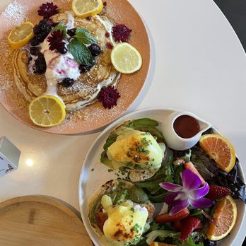 Nightingale - Lemon Blueberry Hot Cakes and Crab Toast Benedict - Breakfast & Brunch Near Me - Huntington Beach, California Nightingale - Lemon Blueberry Hot Cakes and Crab Toast Benedict - Breakfast & Brunch Near Me - Huntington Beach, California