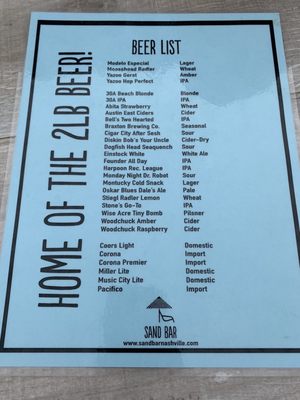 Menu photo 5 Sandbar Nashville Nashville, TN
