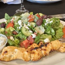 NARA Mediterranean Bistro and Lounge - Chicken kabob and Greek salad