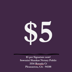 Sowmini Shankar Notary Public - PRICING AND ADDRESS