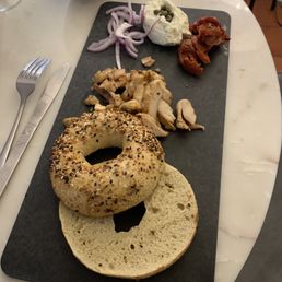 Breakfast bagel with chicken