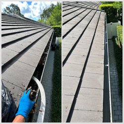 Pro Cleaning Action - Gutter and downspout Cleaning Before and After