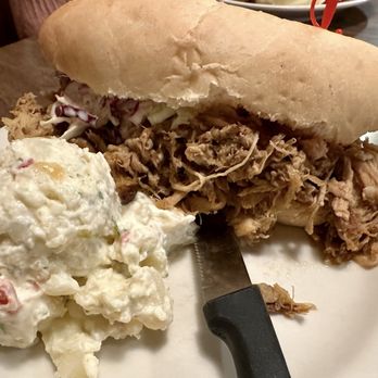 Sammy's - Pulled pork special with potato salad 7/2025 - American Near Me - Castroville, Texas