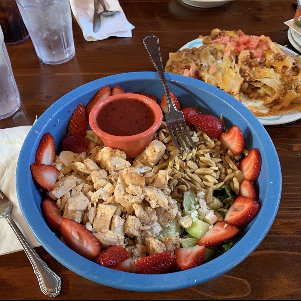 Strawberry Bliss salad and Killer Chili nachos Strawberry Bliss salad and Killer Chili nachos