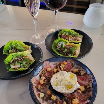 Vinum Locus - HH carpaccio and HH ahi lettuce cups! SO delicious and beautiful!!! - Wine Bars Near Me - San Diego, California Vinum Locus - HH carpaccio and HH ahi lettuce cups! SO delicious and beautiful!!! - Wine Bars Near Me - San Diego, California