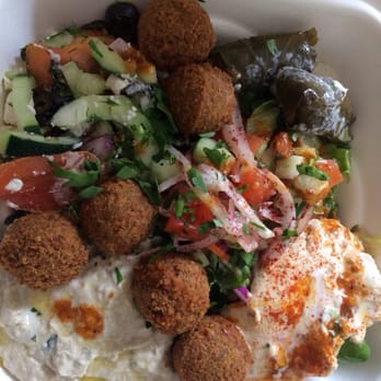 Falafel King - 6 x 4 plate, 6 falafel and 4 sides for $9.99. It was a fair amount of food, a little light on spicing and flavor - Falafel Near Me - Boulder, Colorado