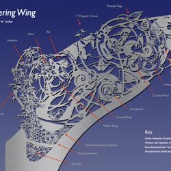 Sheltering Wing - This Key to the sculpture's imagery shows the helix rolled out flat.