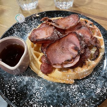 Cafe Edinburgh - Gluten free waffles and bacon - Cafes Near Me - Edinburgh, EDH Cafe Edinburgh - Gluten free waffles and bacon - Cafes Near Me - Edinburgh, EDH