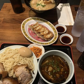 Menya le Nood - Tonkotsu Ramen "Top" and the Tonkotsu Tsukemen "Bottom" Gyoza "Middle" - Ramen Near Me - Honolulu, Hawaii Menya le Nood - Tonkotsu Ramen "Top" and the Tonkotsu Tsukemen "Bottom" Gyoza "Middle" - Ramen Near Me - Honolulu, Hawaii