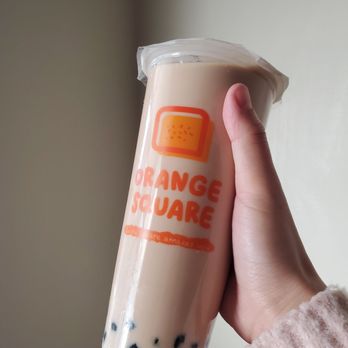 Orange Square - Classic Milk Tea with Boba - 30% Sweet - Taiwanese Near Me - Santa Clara, California