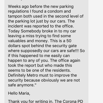 Metro at Main - This is the post they deleted and how they answered about my concerns doing NOTHING - Apartments Near Me - Corona, California Metro at Main - This is the post they deleted and how they answered about my concerns doing NOTHING - Apartments Near Me - Corona, California