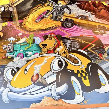 Cheba Hut "Toasted" Subs - Their cool mural fills the whole wall. Do you remember Muttley? - Sandwiches Near Me - Scottsdale, Arizona