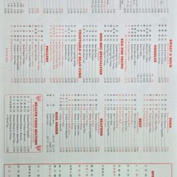 Peacock Chinese Restaurant - Menu front, 01Dec2025