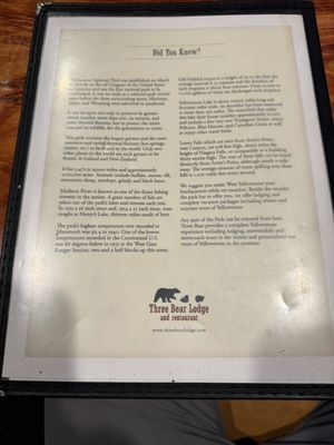 Menu photo 1 Three Bear Restaurant West Yellowstone, MT