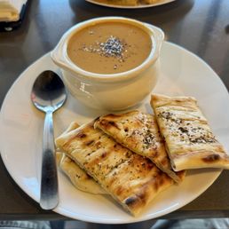 Vegetable soup with flat breat Vegetable soup with flat breat