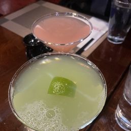 Asian pear martini (green) and Cosmopolitan (pink) Asian pear martini (green) and Cosmopolitan (pink)