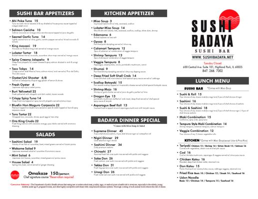 Menu photo 4 Sushi Badaya Highland Park, IL Menu photo 4 Sushi Badaya Highland Park, IL