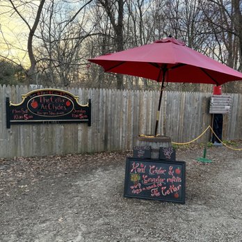 B.F. Clyde's Cider Mill - signs desplaying hard cider drinks for sale and tastings - Cideries Near Me - Mystic, Connecticut