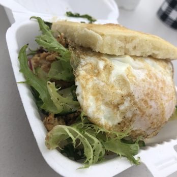 Biscuit Boss - Free range chick (lightly breaded chicken fingers), zucchini, radishes, salad greens, fried egg - Food Trucks Near Me - Plain City, Ohio