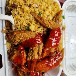 King Hing Restaurant - Chicken Wings, Pork Fried rice the perfect "stressed out" meal!