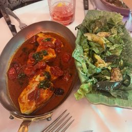 Branzino and a side salad.
