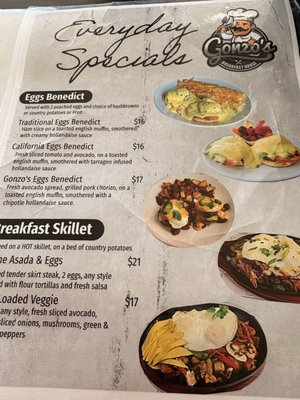 Menu photo 1 Gonzo's Breakfast House Yreka, CA Menu photo 1 Gonzo's Breakfast House Yreka, CA