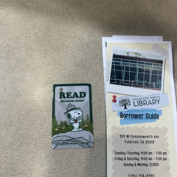 Fullerton Public Library - Camp Snoopy Library Card!!! - Libraries Near Me - Fullerton, California
