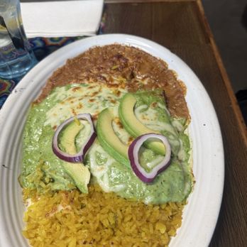Herraduras Mexican Fire & Grill - Avocado enchiladas; nice sauce and cheese pull - Mexican Near Me - Lufkin, Texas