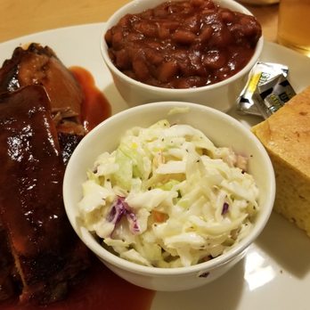 BJ's Nevada Barbecue - Sampler platter with ribs, brisket, cole slaw and baked beans - Barbeque Near Me - Sparks, Nevada BJ's Nevada Barbecue - Sampler platter with ribs, brisket, cole slaw and baked beans - Barbeque Near Me - Sparks, Nevada