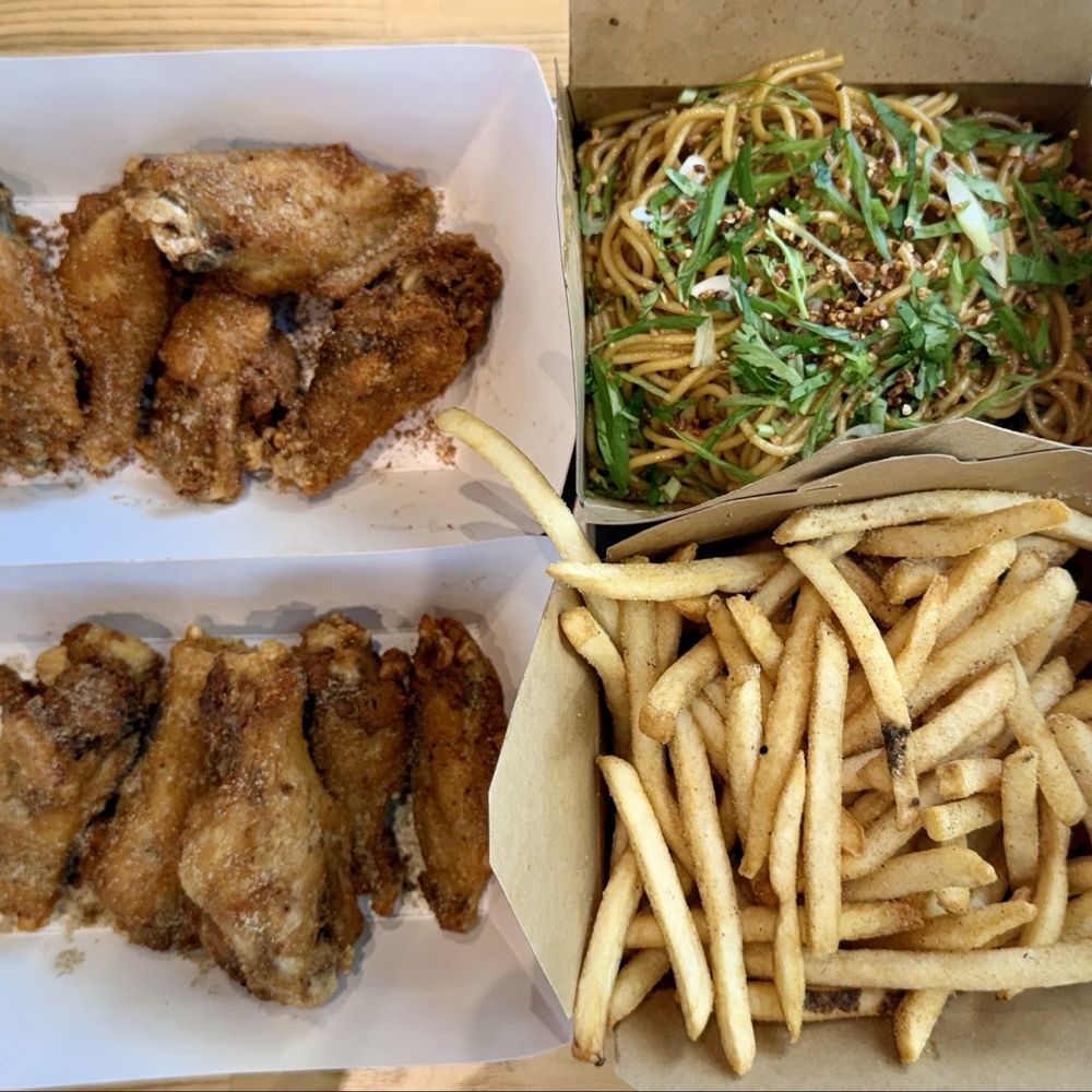 Shlap Muan - Wings, fries, and garlic noodles - Cambodian Near Me - Monrovia, California