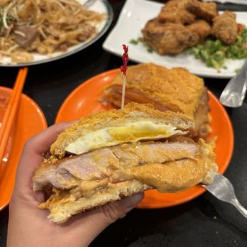 Alice's Kitchen - H.K. Style Pineapple Bun chicken steak sandwich - Cantonese Near Me - Monterey Park, California