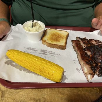 Smokin' Joe's Rib Ranch - Rib dinner. Potato salad and corn - Barbeque Near Me - Davis, Oklahoma Smokin' Joe's Rib Ranch - Rib dinner. Potato salad and corn - Barbeque Near Me - Davis, Oklahoma