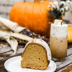 Xapa Coffee & Bakery - Pumkin pound cake with Iced Pumpkin topped with marshmallow cold foam.