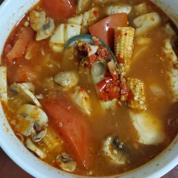 Red Chili - Really good Tom Yum Soup. First time trying it with seafood - Thai Near Me - Hayward, California Red Chili - Really good Tom Yum Soup. First time trying it with seafood - Thai Near Me - Hayward, California
