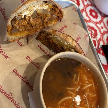 La Panadería Bakery Café - Al pastor torta with campechana soup - Breakfast & Brunch Near Me - San Antonio, Texas La Panadería Bakery Café - Al pastor torta with campechana soup - Breakfast & Brunch Near Me - San Antonio, Texas